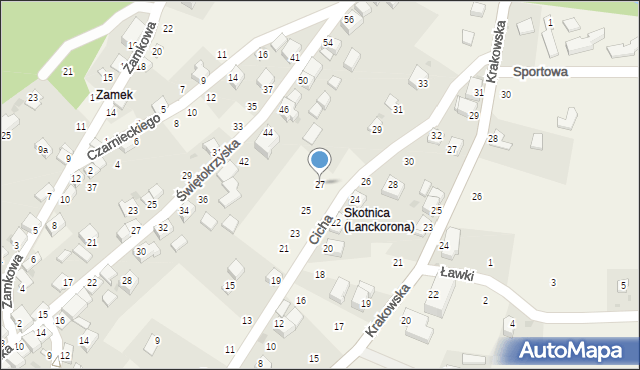 Lanckorona, Cicha, 27, mapa Lanckorona