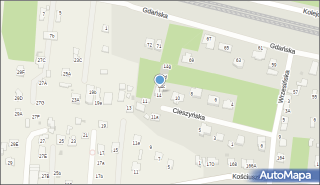 Legionowo, Cieszyńska, 14a, mapa Legionowo