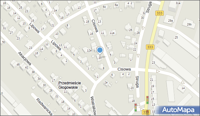 Legnica, Cisowa, 10, mapa Legnicy