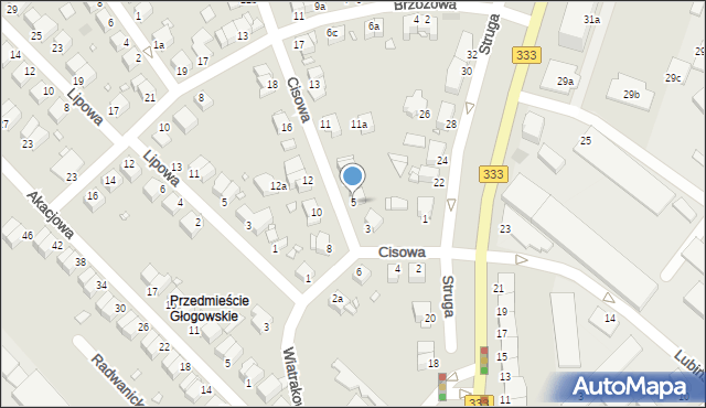 Legnica, Cisowa, 5, mapa Legnicy