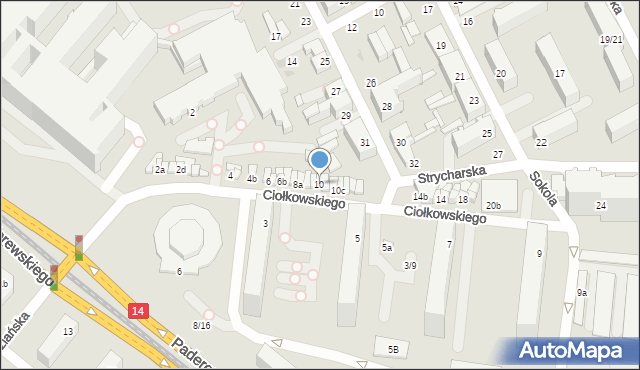 Łódź, Ciołkowskiego Konstantego, 10, mapa Łodzi