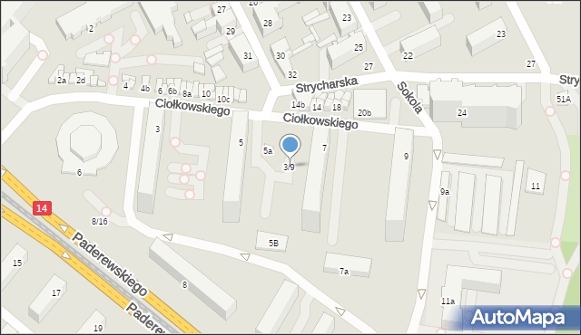 Łódź, Ciołkowskiego Konstantego, 3/9, mapa Łodzi