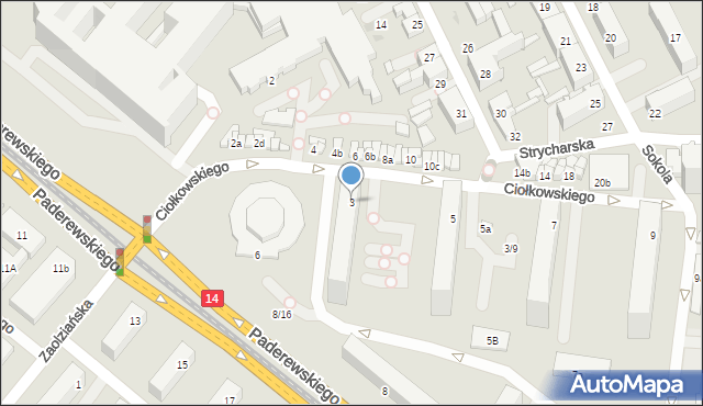 Łódź, Ciołkowskiego Konstantego, 3, mapa Łodzi