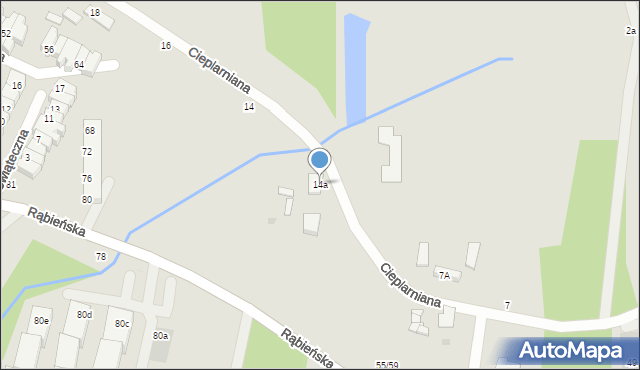 Łódź, Cieplarniana, 14a, mapa Łodzi