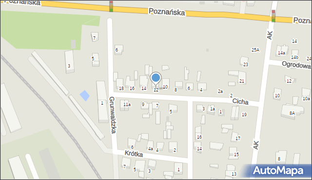 Łowicz, Cicha, 12, mapa Łowicza