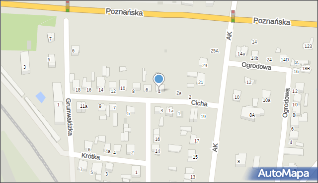 Łowicz, Cicha, 4, mapa Łowicza