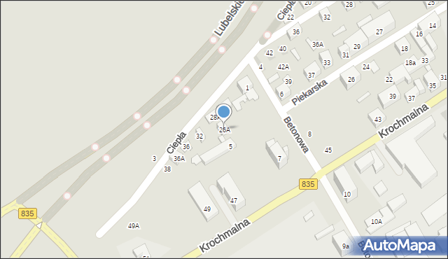 Lublin, Ciepła, 26A, mapa Lublina