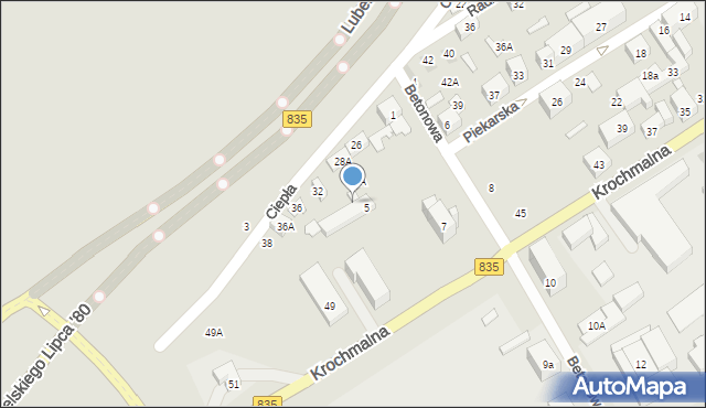 Lublin, Ciepła, 30, mapa Lublina