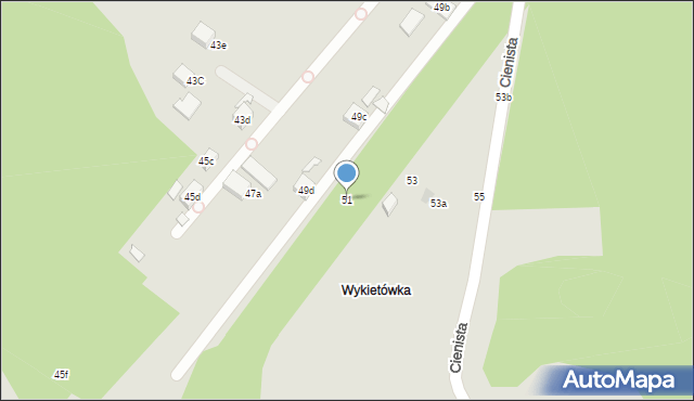 Lublin, Cienista, 51, mapa Lublina