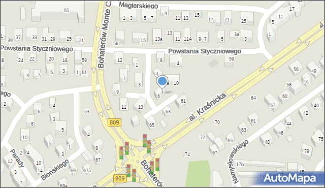 Lublin, Cieszkowskiego Kajetana, 6a, mapa Lublina