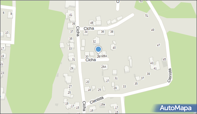 Mikołów, Cicha, 28, mapa Mikołów