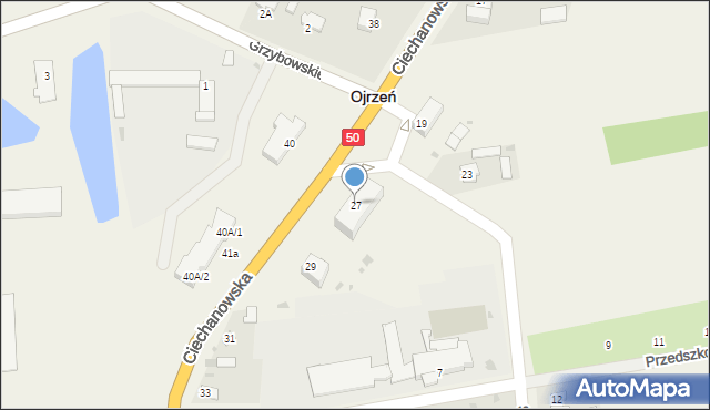 Ojrzeń, Ciechanowska, 27, mapa Ojrzeń