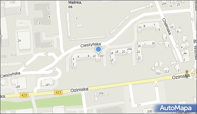 Opole, Cieszyńska, 12, mapa Opola