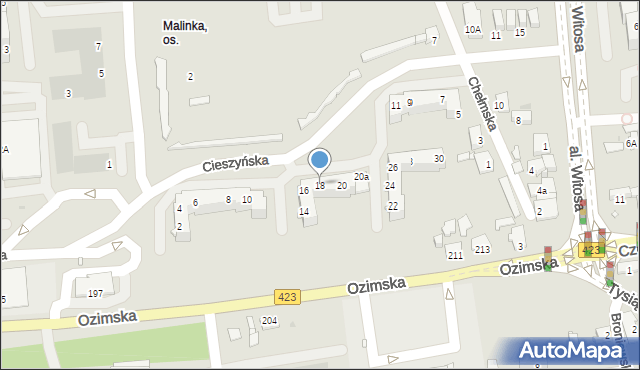 Opole, Cieszyńska, 18, mapa Opola