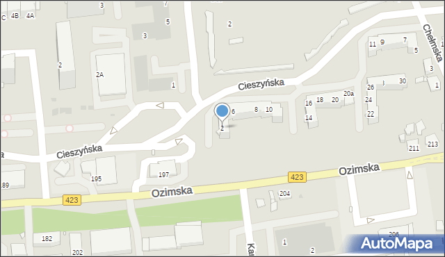 Opole, Cieszyńska, 2, mapa Opola