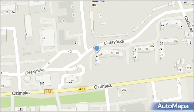 Opole, Cieszyńska, 4, mapa Opola