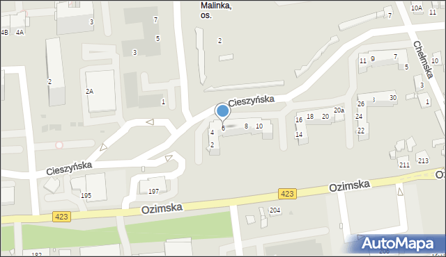 Opole, Cieszyńska, 6, mapa Opola