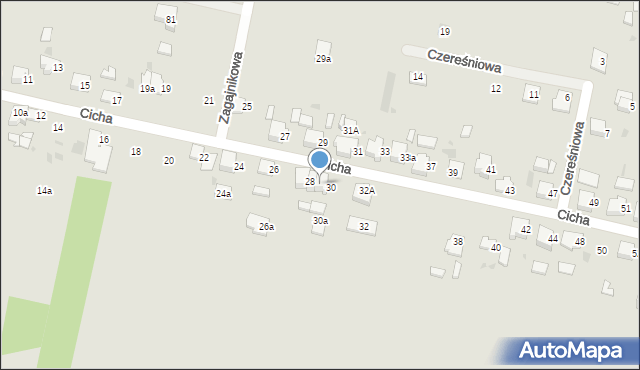 Ostrów Wielkopolski, Cicha, 28a, mapa Ostrów Wielkopolski