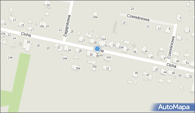 Ostrów Wielkopolski, Cicha, 30, mapa Ostrów Wielkopolski