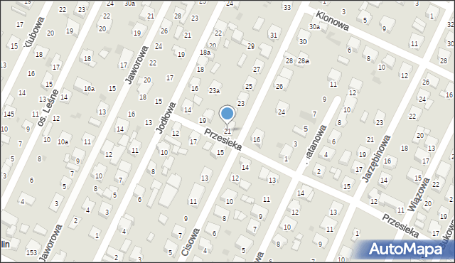 Ostrów Wielkopolski, Cisowa, 21, mapa Ostrów Wielkopolski