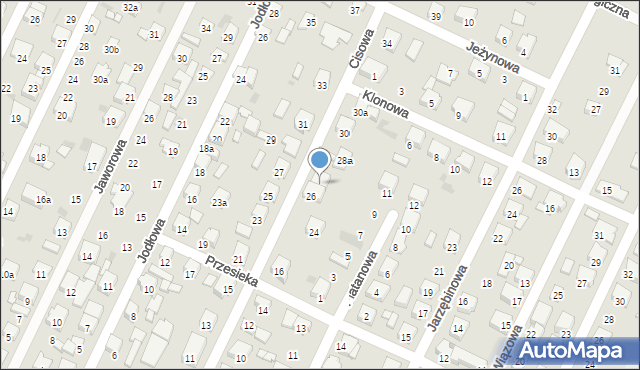 Ostrów Wielkopolski, Cisowa, 26a, mapa Ostrów Wielkopolski