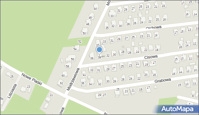 Ostrowiec Świętokrzyski, Cisowa, 34, mapa Ostrowiec Świętokrzyski