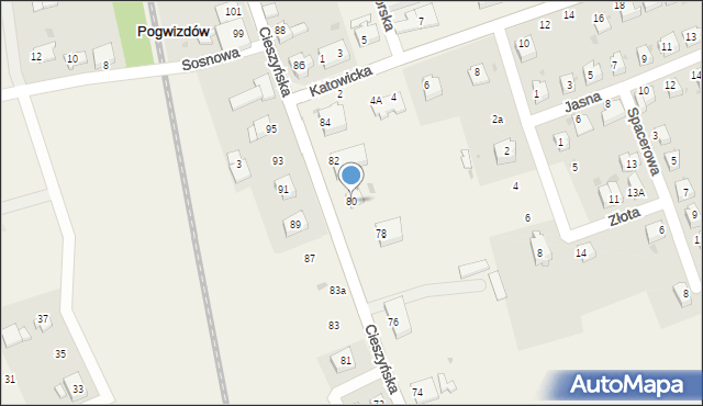 Pogwizdów, Cieszyńska, 80, mapa Pogwizdów