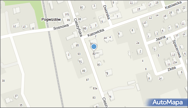 Pogwizdów, Cieszyńska, 82, mapa Pogwizdów