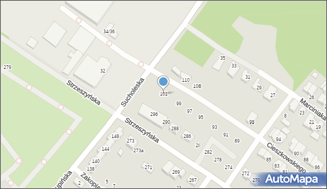 Poznań, Cieszkowskiego Augusta, 101, mapa Poznania