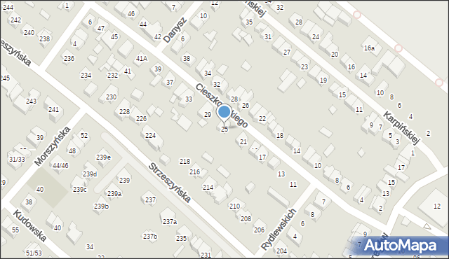 Poznań, Cieszkowskiego Augusta, 25, mapa Poznania