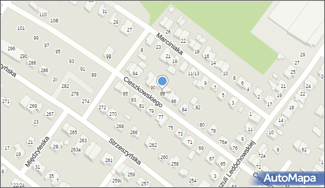 Poznań, Cieszkowskiego Augusta, 88, mapa Poznania