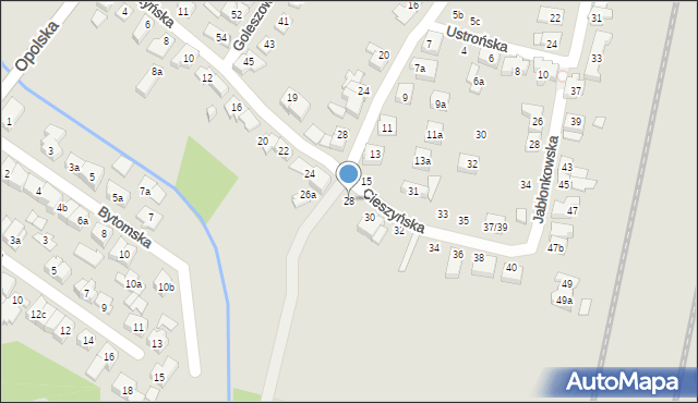 Poznań, Cieszyńska, 28, mapa Poznania