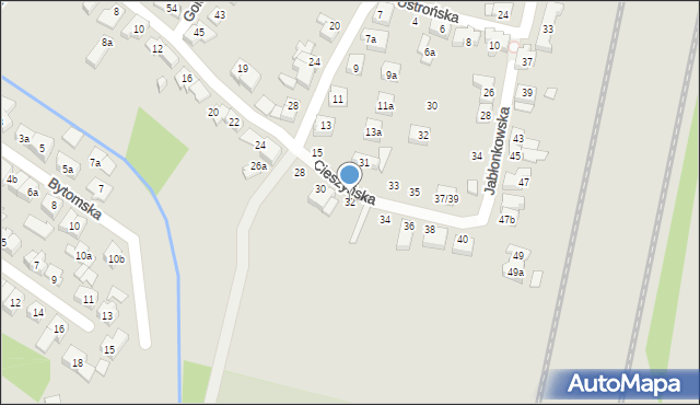 Poznań, Cieszyńska, 32, mapa Poznania