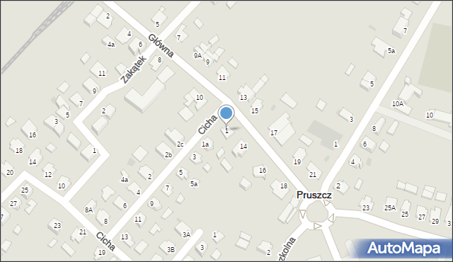 Pruszcz, Cicha, 1, mapa Pruszcz