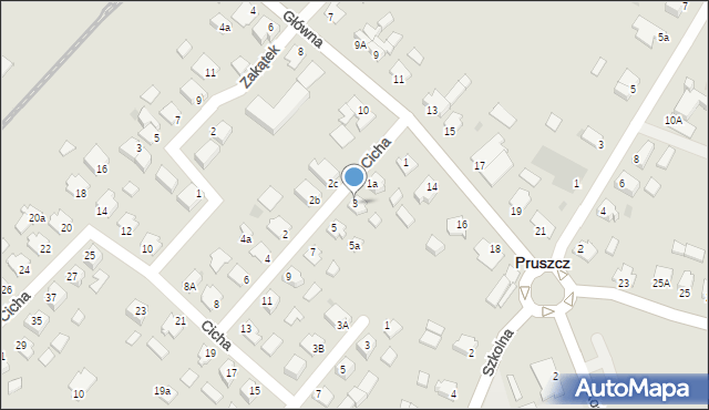 Pruszcz, Cicha, 3, mapa Pruszcz