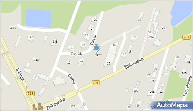 Pruszków, Ciepła, 14, mapa Pruszków