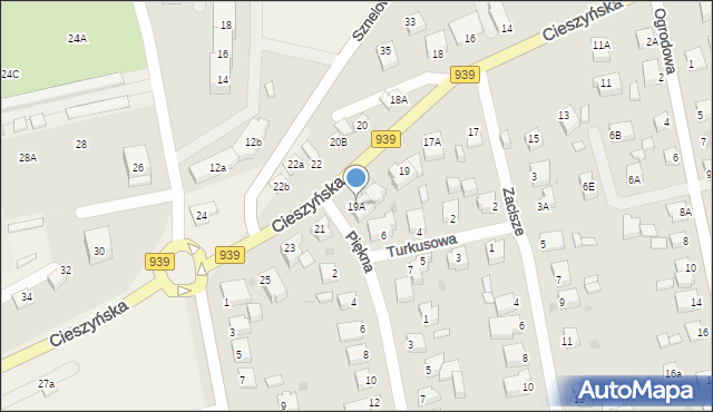 Pszczyna, Cieszyńska, 19A, mapa Pszczyny