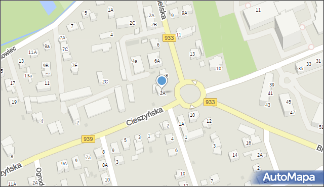 Pszczyna, Cieszyńska, 2A, mapa Pszczyny