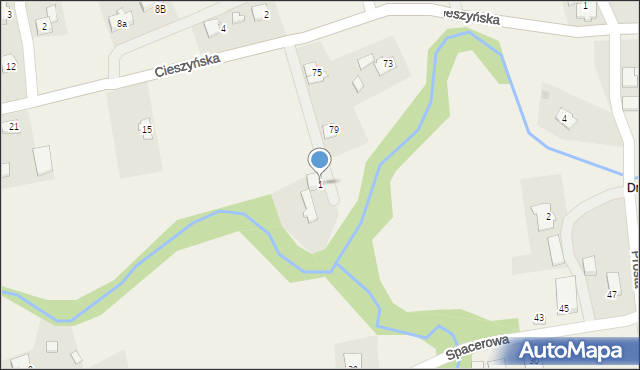 Puńców, Cieszyńska, 1, mapa Puńców