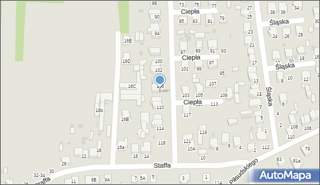 Radomsko, Ciepła, 108, mapa Radomsko