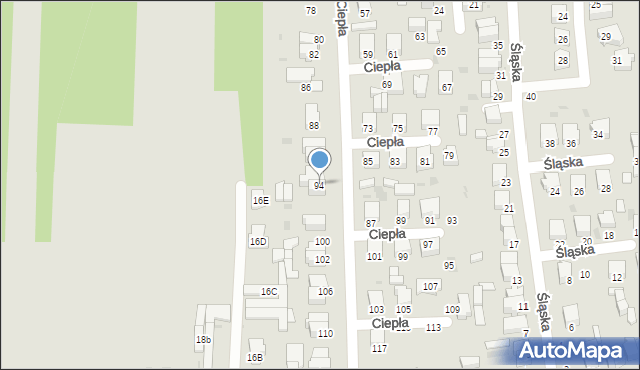 Radomsko, Ciepła, 94, mapa Radomsko