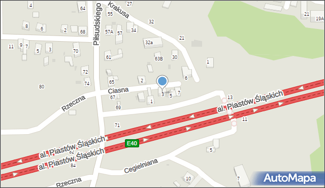 Ruda Śląska, Ciasna, 3, mapa Rudy Śląskiej