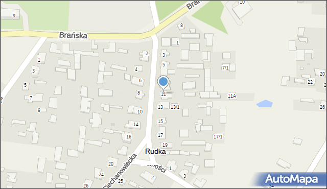 Rudka, Ciechanowiecka, 11, mapa Rudka