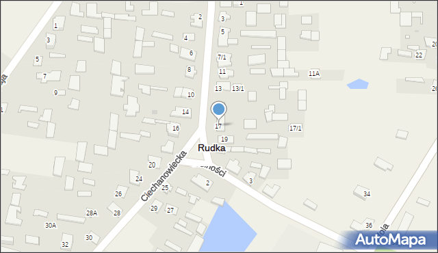 Rudka, Ciechanowiecka, 17, mapa Rudka