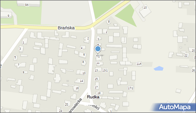 Rudka, Ciechanowiecka, 7/1, mapa Rudka