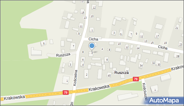 Ruszcza, Cicha, 2, mapa Ruszcza