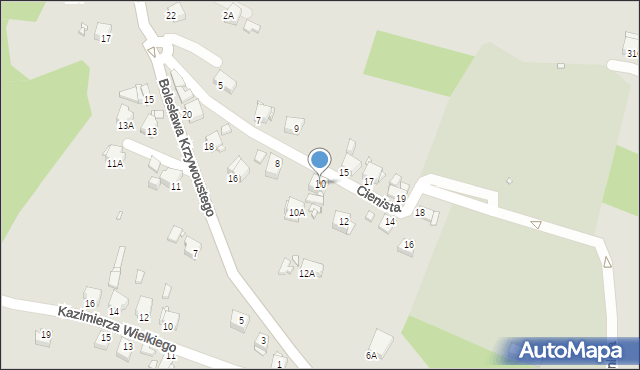 Rybnik, Cienista, 10, mapa Rybnika