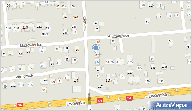 Rzeszów, Cienista, 8, mapa Rzeszów