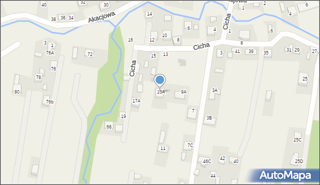 Rzezawa, Cicha, 13A, mapa Rzezawa