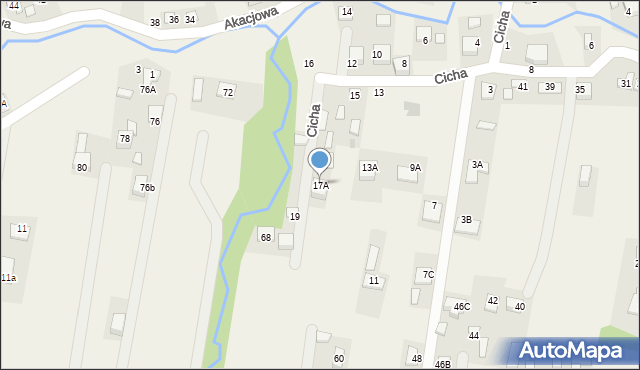 Rzezawa, Cicha, 17A, mapa Rzezawa
